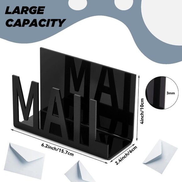 2PACK Metal Mail Holder Countertop Bill Organizer with Modern Cutout Lettering D - Picture 6 of 6